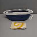 OIAHOMY Gift Basket Empty with Handle, 12"x 8"x 5" Small Woven Basket with Gift Bag, Ribbon and Wrap Tissue Paper, Dog Toy Storage for Organizing - Blue & White