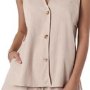 Kedera Womens 2 Piece Suits Set Button Down V Neck Vest Summer Holiday Trendy Sleeveless Tops and Shorts with Pockets, Small
