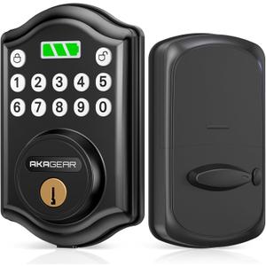 AkaGear Keyless Entry Door Lock with Keypad - Smart Deadbolt for Front Door with 2 Keys - Auto Lock - Easy Installation - DS10 Mini (Matte Black)