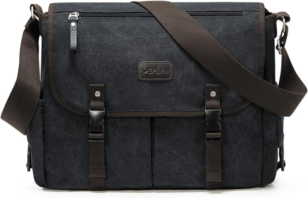 Messenger Bag Men,Waterproof Crossbody Bag,Satchel Shoulder Bag (A-black-large)