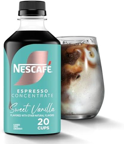 NESCAFÉ Espresso Concentrate Sweet Vanilla Flavored, Instant Espresso Coffee Concentrate, Cold Brew Style, Iced Coffee Style Drinks, 300ml Bottle, Pack Of 3 (Best By: 05/30/2026)