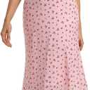 Belle Poque Floral Dress for Women Summer Backless Spaghetti Strap Dresses Cami Dresses Tea Party Dress (Pink, XL)