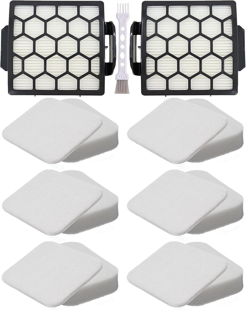 for Shark ZU62 ZU60 Navigator Zero-M Self-Cleaning Brushroll Pet Pro Upright Vacuum Replacement Filter Compare ZU62C NV150 NV151 NV251 NV255 Part 1238FT60 1239FT60,2 Filter 6 Foam 6 Felt Kit