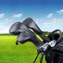 Golf Club Covers - 3pcs Golf Club Head Covers for Woods and Driver Fairway, Premium PU Leather Golf Club Headcovers for Men and Women with Interchangeable No. Tags (Black)