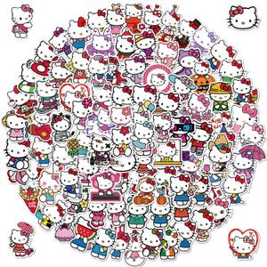 100pcs Hello Kitty Cute Stickers, Kawaii Sanrio Cartoon Waterproof Vinyl Decal for Teen Girl Kids Adult Laptop, Travel Case, Phone, Bike, Water Bottle, Guitar, Computer, Skateboard