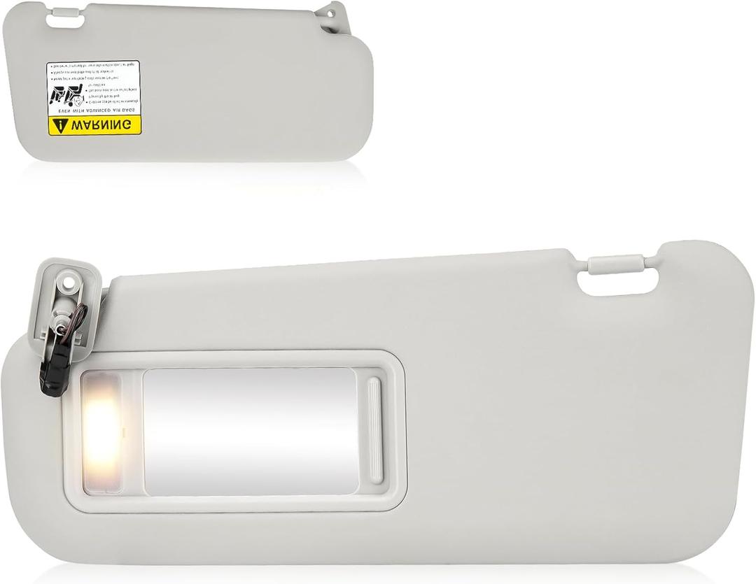 Sun Visor for Mazda 3 2010 2011 2012 2013, Left Driver Side Gray Sunvisor with Light Replacement BBM2-69-320C-75