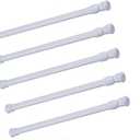 Spring Curtain Tension Rods, 5 Pack Cupboard Bars Tensions Rods 15.7 to 28 Inches Adjustable Extension Rod for Bathroom Window Closet refrigerator bar DIY Projects (White)
