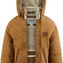 LONDON FOG Baby Boys' Heavyweight Puffer Jacket Fleece-Lined Brushed Microfiber Winter Coat (Beige), Size: 24M