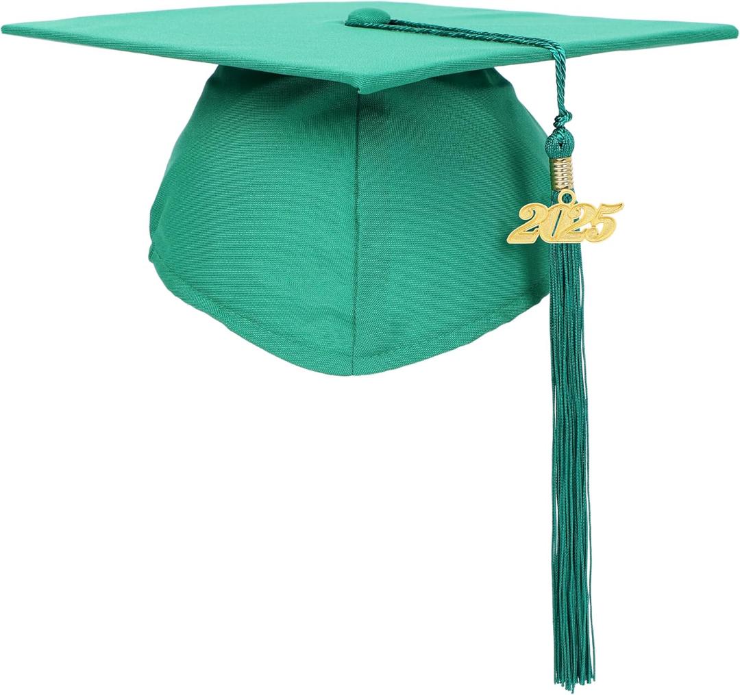 2 x Newrara Graduation Unisex Matte Adult Graduation Cap with Tassel (Green)