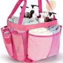 Pink Portable Shower Caddy for College Dorm Room Essentials, Dorm Mesh Shower Bag Organizer for Girls, Beach, Swimming, Gym, RV Travel essentials