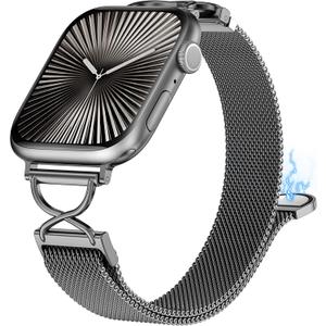 Sleek Elegant Magnetic Strap Compatible with Apple Watch Band 41/40/38/42/44/45/46/49mm for Women Stainless Steel Strap with X-Shaped Clasp for iWatch 10/9/8/7/6/5/4/3/2/1/Ultra(1/2) (Black)