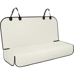 Backseat Cover for Dogs, Waterproof and Non-Slip Pet Bench Seat Covers, Car Seat Protector for Back Seat, Universal Size Rear Car Seat Cover Fits Cars, Trucks and SUVs, L-Beige&Black