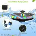 Solar Fountain, 2026 Upgrade 3.5W Solar Bird Bath Fountains with Colorful Ring LED Lights, 2000mAh Battery, 7 Nozzles and 4 Fixers, Solar Water Fountain Pump for Pond, Pool, Patio and Garden