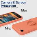 for Samsung Galaxy S21 FE 5G Case with Ring,Slim Soft Liquid Silicone Phone Case,Built in 360Rotatable Ring Holder,Shockproof Protection Phone Case 6.4inch Orange JUS04-12