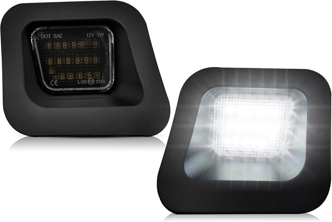 Full LED License Plate Light Tag Lamp Assembly Smoke Lens Compatible with Dodge 2002-2010 RAM 1500, 2003-2010 Dodge RAM 2500/3500, RAM 2010-2018 1500, RAM 2010-2018 2500/3500 Truck Pickup