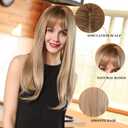 Esmee 24 Inches Charming Wig Light Gold Long Wigs for Women Middle Parting Natural Straight Heat Resistant Synthetic Wigs for White Women with Bangs