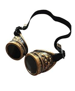Wocst Cyber Goggles Vintage Steampunk Goggles Glasses Welding Goth Cosplay(Black)