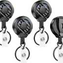 MNGARISTA Upgraded Heavy Duty Retractable Keychain with Belt Clip, 10 OZ Retraction, 31.5" Stainless Steel Cord Key Chain, 3K Carbon Fiber ID Badge Reel Holder with Badge Strap and Key Ring, 4 Pack