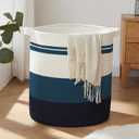 OIAHOMY 80L Laundry Baskets Hamper with Handles,Decorative Basket for Living room,Woven Storage Basket for Toys Bin,Pillows, Blankets,Clothes-20x18i, Gradient Blue
