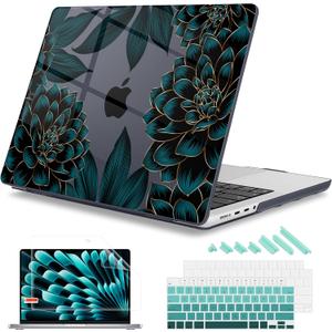 Mektron for 2026 MacBook Pro 14-inch M5 Case A3427 A3426 Fits 2025-2021 A3434 M4 A3112 A3401 A3185 M3 A2918 A2992 M2 A2779 M1 A2442 Pro/Max, Printed Plastic Hard Shell Laptop Cover, A-Dahlia