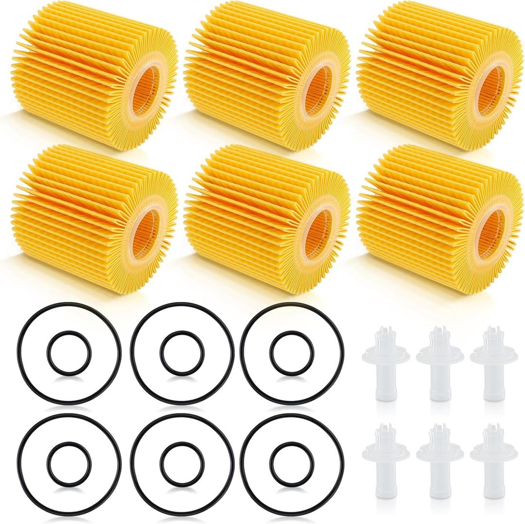 Engine Oil Filter - 6 Pack Compatible with Toyota Camry 2007-2017, Lexus, Scion, RAV4, Highlander, Avalon, Tacoma, Sienna 04152-YZZA1 04152-31090 04152-YZZG1 04152-0V010