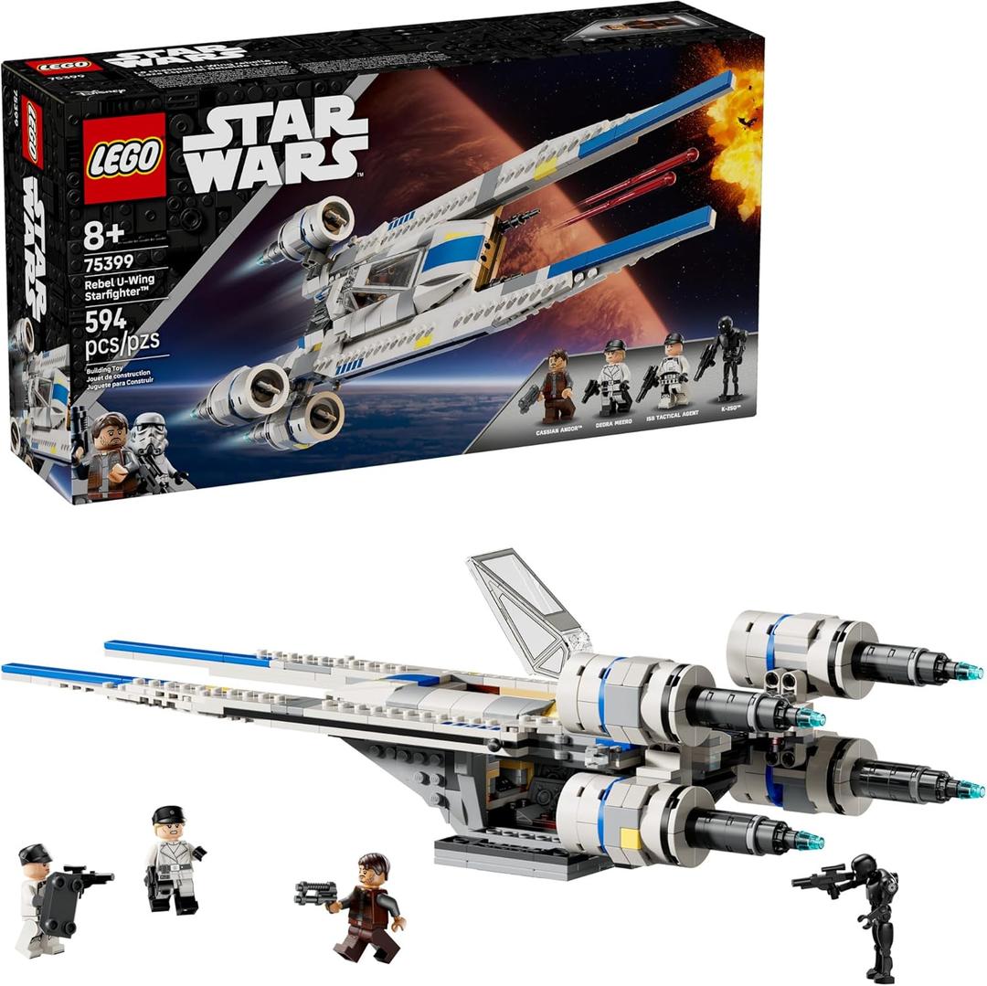LEGO Star Wars Rebel U-Wing Starfighter Building Set - Includes Cassian Andor, Dedra Meero and K-2SO - Model Action Toy for Andor Fans - Birthday Gift Idea for Boys, Girls, Kids, Ages 8+ - 75399