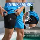 Srnede Mens Swim Trunks Swim Shorts Board Shorts Quick Dry Beach Shorts Swimwear Bathing Suits with Compression Line (Blue, XXL)
