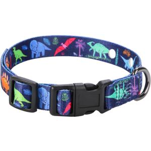 Rhea Rose 1 Inch Replacement Collar Strap Shock Collar with 2 Holes, Compatible with Nearly All Brands and Models of Underground Electric Dog Fences and Training Collars, Blue Dinosaurs