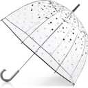totes Adult Clear Bubble Umbrella with Dome Canopy and Lightweight Wind and Rain Protection (White & Black Dots)