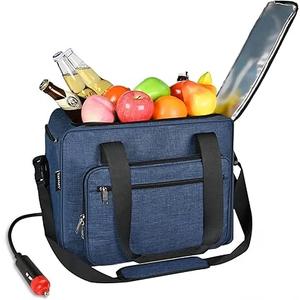 YAPASPT Electric Car Cooler for Vehicles, 26 QT Cooler Warmer Bag，12V Plug in Fridge Cooler, Folding and Portable Cooler for Car, RV, and Camping Use, Fast Cooling Cooler Bag (Adapter Include) Blue