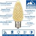 Novelty Lights 25 Pack C9 LED Bulbs, Dimmable Faceted Outdoor LED Christmas Lights Replacement Bulbs, Warm White E17 Base, 0.5w