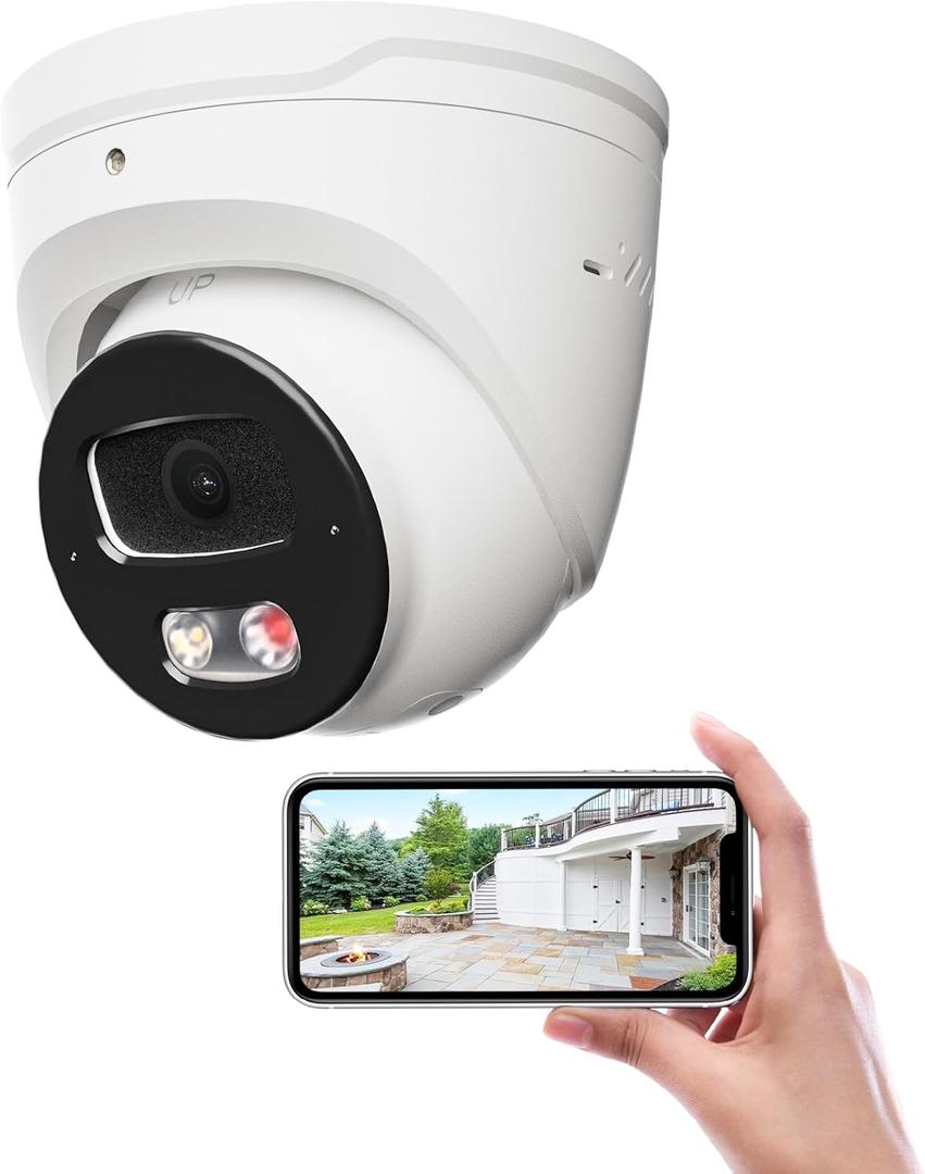 4K PoE IP Camera Outdoor, 8MP IP Camera with Remote View, 100Ft Full Color Night Vison, 2 Way Talk, No Monthly Fee Security Camera Wired with Motion Detection, IP67, Support 512GB MicroSD