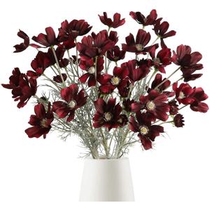 6PCS Cosmos Silk Flowers 24'' Wild Flowers Artificial Fake Flowers Arrangement for Wedding Party Kitchens Home Decoration(Burgundy)