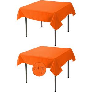 Fokitut 2 Pack Waterproof Square Tablecloth, 52x52 Inch, Stain Resistant and Wrinkle Polyester Table Cloth, Fabric Table Cover for Kitchen Dining, Wedding, Party, Holiday Dinner-Orange