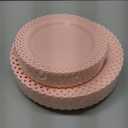 COLOSUS 60Pcs Pink Plastic Plates, Plastic Disposable Plates, Fancy Pink Scallop plates, Heavy Duty Lace Plate Set include 30 Dinner Plate 10 and 30 Salad/Dessert Plate 7.5for Easter Day