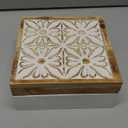 Small Decorative Box with Lid Wooden Keepsake Storage Box Carved Flower Handmade Jewelry Box Rustic Trinket Box Table Organizer - 7.1 x 7.1 x 3.2 Inches