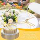 EI 150pcs Clear Plastic Plates with Gold Plastic Silverware,Disposable Plate Heavy Duty,Clear and Gold Dinnerware Set,Elegant Plates for Party,Wedding,Thanksgiving,Christmas,New Year