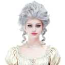 Rugelyss Vintage Short White Silver Curly Beehive Wig Updo Wigs for Women fits Halloween Party or Costume Wig Halloween Cosplay