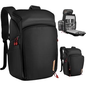 K&F CONCEPT Camera bags Waterproof 25L Large Capacity Camera Case with Raincover Camera Case 15.6 Inch Laptop Compartment Compatible with Canon/Nikon/Sony/DJI Mavic Drone Travel Camera Backpack