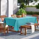 LUSHVIDA Outdoor Tablecloth with Umbrella Hole - Patio Table Cloth Zippered Rectangle 60x102 Inch, Teal Linen-Look Polyester Table Cover Water Resistant for Picnic Outside
