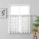 Chyhomenyc Roman Kitchen Curtains 36 Inch Length, Linen Blend Textured Small Half Window Curtain, Leaf Floral Printed Light Filtering Short Curtains for Bathroom Basement 38Wx36L inch 2PCS (Multi Color)