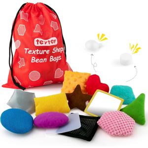 Texture Sensory Bean Bags, Toddler Sensory Toys for Babies,Preschool Toys Set of 13 Beanbags, Shape Sensory Bean Bags with Storage Bag,Develop Fine Motor & Sensory Play for Newborns, Early Learning