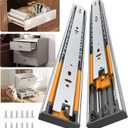 Furniware 1 Pair 18 Inch Soft Close Drawer Slides Side Mount, 3 Fold Full Extension Ball Bearing Heavy Duty Cabinet Drawer Glides, Quiet Smooth Close Kitchen Cabinet Rails 100 LB Capacity