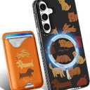 Toycamp for Samsung Galaxy S24 Case - Compatible with Magsafe Credit Card Holder Wallet Magnetic Cute Women Teen Girls Kawaii Girly Unique Small Dogs Design Phone Cover ffor Galaxy S24
