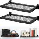 Coume 2 Pack Slatwall Shelf Metal 23.6 x 11.8 Inch Slatwall Display Rack Wall Mount Hanging Accessory for Garage Workshop Stores Retail Boutiques Storage and Organization Black