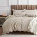 Bedsure Cotton Duvet Cover King - 100% Cotton Waffle Weave Beige Duvet Cover King Size, GentleSoft and Breathable Bedding Set for All Season, 3 Pieces, 104"x90"
