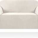 PrinceDeco Stretch Loveseat Sofa Cover Slipcover Couch Cover for 2 Cushion Sofa Washable Sofa Cover for Pets Friendly Furniture Protector Covers with Non Slip Bottom(Loveseat, Ivory)