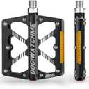 Mountain Bike Pedals MTB Pedals, 3 Bearing Non-Slip Aluminum 9/16" Bicycle Platform Pedals with Reflectors, CNC Machined Bicycle Wide Pedals for Road Mountain Bike (Black)