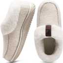 COFACE Women's Memory Foam House Slippers Arch Support Moccasin Winter Shoes Ladies Warm Fuzzy Faux Fur Collar With Indoor Outdoor Rubber Sole 6