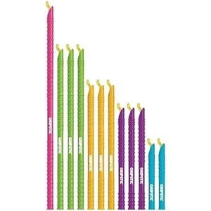 GripStic 12pc Assorted Bag Clips. Durable and reusable chip clips seal food bags air tight. Set includes: (2) 5" Blue, (3) 7.25" Purple, (3) 8.75" Orange, (3) 11.25" Green, (1) 13" Pink.